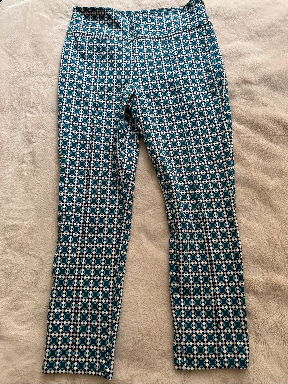 Anthropologie Maeve Tailored Mosaic Print Ankle Pants Blue Size M